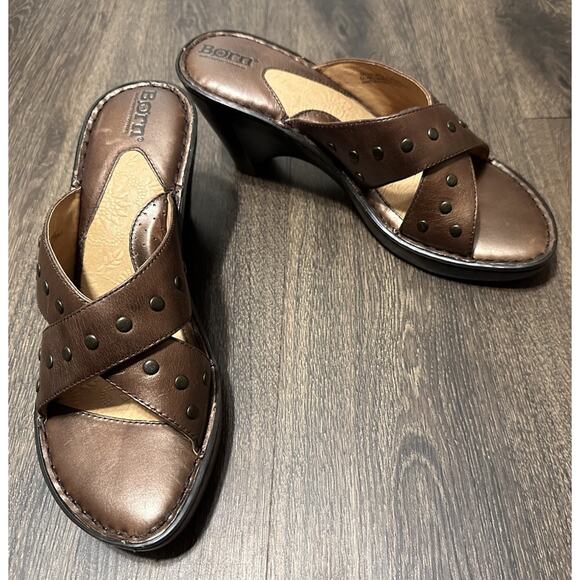 Born Tupelo W5230 Brown Metallic Heels Sandals Womens 9 (5e1) - Picture 1 of 10